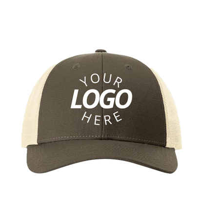 Snapback chocolate chip / birch trucker cap with logo on the front