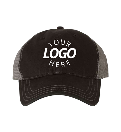 Garment-Washed Trucker Cap Black charcoal