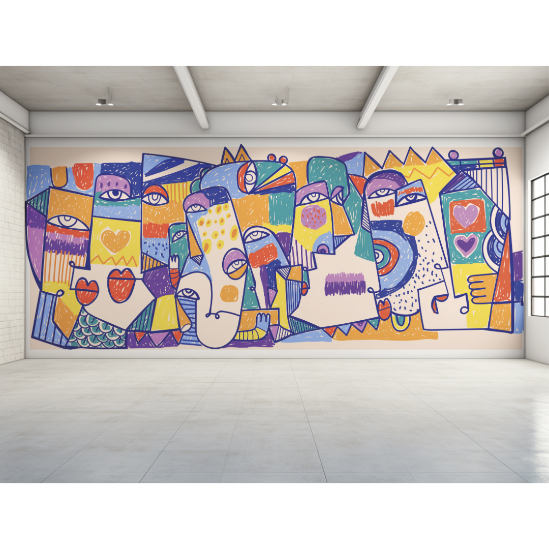 Custom Large Mural Wall Decal 7' x 7' (2 Panels at 42" x 84")