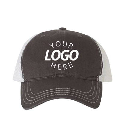 Garment-Washed Trucker Cap Charcoal White