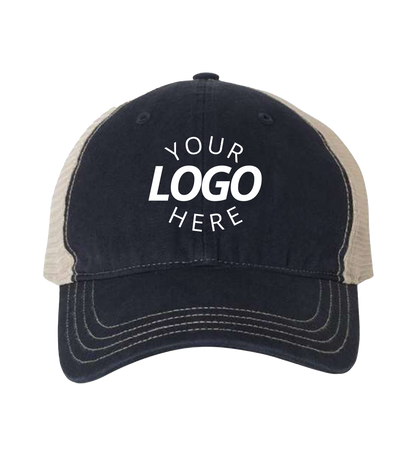 Garment-Washed Trucker Cap Navy/Khaki