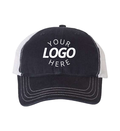Garment-Washed Trucker Cap Navy/White