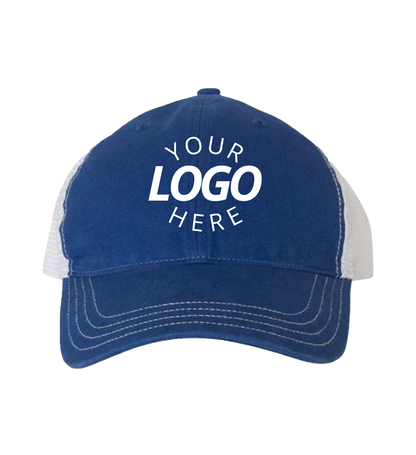 Garment-Washed Trucker Cap Royal/White