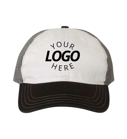 Garment-Washed Trucker Cap White/Charcoal/Black