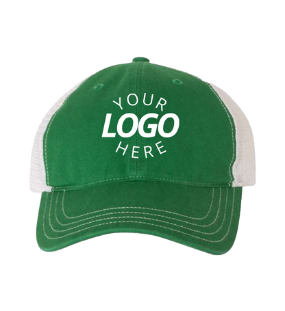 Garment-Washed Trucker Cap Kelly/White