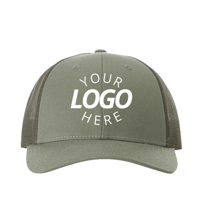 Snapback loden trucker cap with logo on the front