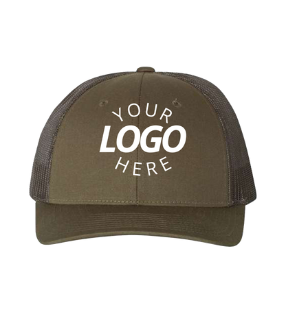Snapback chocolate chip / grey brown trucker cap with logo on the front