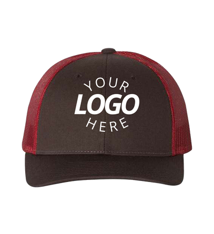 Snapback coffee / claret trucker cap with logo on the front