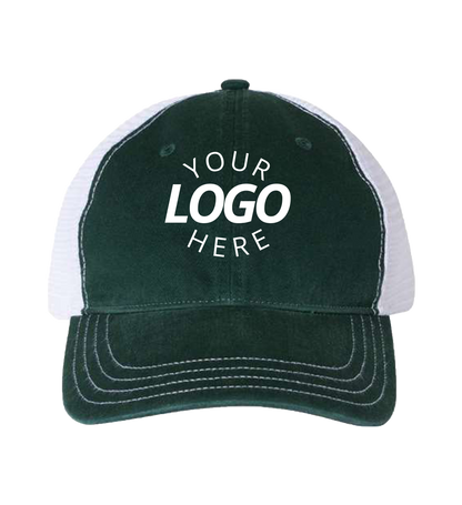 Garment-Washed Trucker Cap Dark green/white
