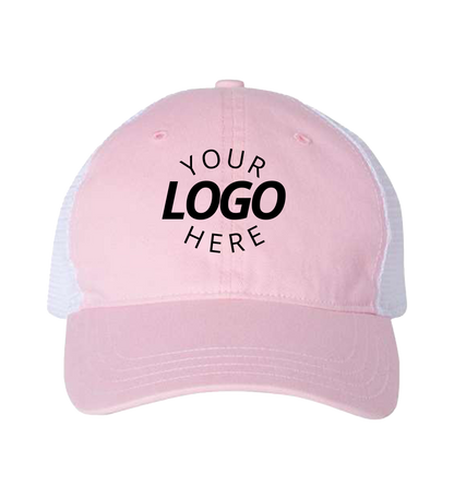 Garment-Washed Trucker Cap Pink/white