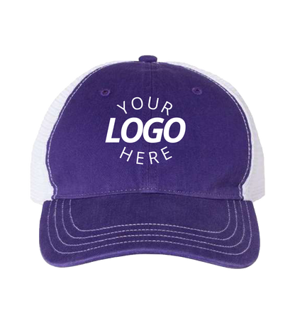 Garment-Washed Trucker Cap Purple/white