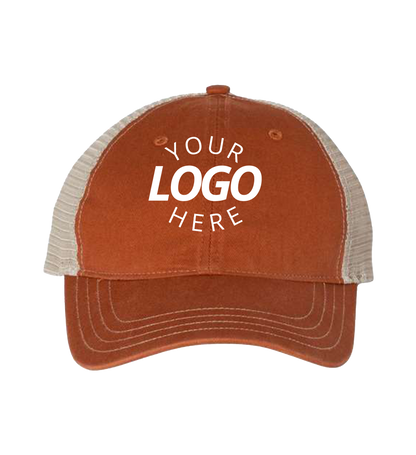 Garment-Washed Trucker Cap Texas Orange/Khaki