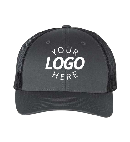 Snapback charcoal / black trucker cap with logo on the front