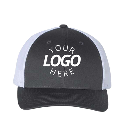 Snapback charcoal / white trucker cap with logo on the front