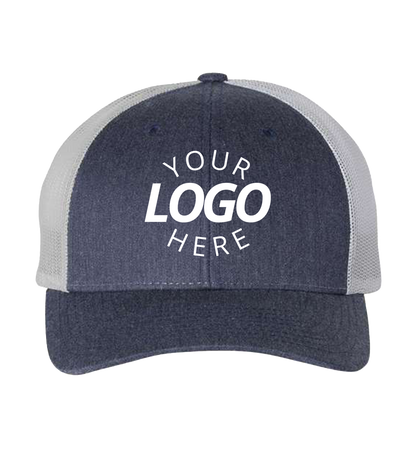 Snapback heather navy / light grey trucker cap with logo on the front